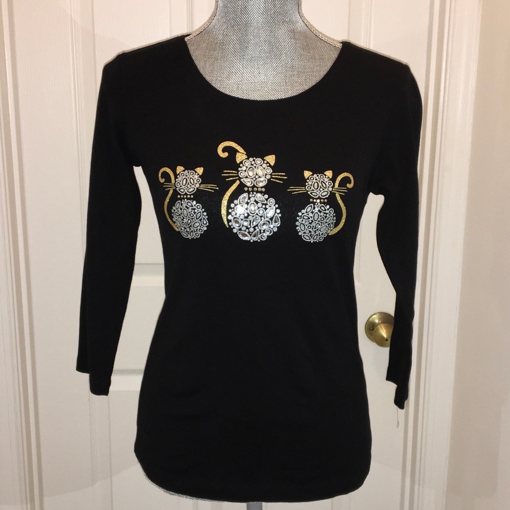 Karen Scott Cats 100% Cotton Top (NWOT) 🎃